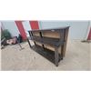 Image 4 : Dark Brown Multi-Tiered Wooden Display Counter with Raised Top Shelf and Lower Shelf 51 x 97 x 24"