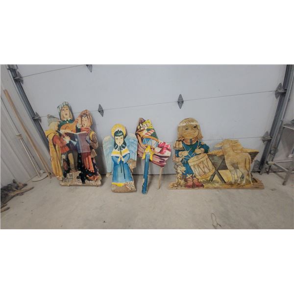 Vintage Mid-Century Pressed Board Christmas Yard Display Cutouts, Carolers and More