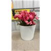 Image 2 : Set of Four Artificial Tulip Arrangements in White Ribbed Pots, Pink, White, Peach, Yellow