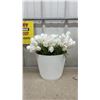Image 4 : Set of Four Artificial Tulip Arrangements in White Ribbed Pots, Pink, White, Peach, Yellow