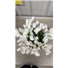 Image 5 : Set of Four Artificial Tulip Arrangements in White Ribbed Pots, Pink, White, Peach, Yellow