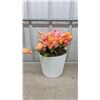 Image 6 : Set of Four Artificial Tulip Arrangements in White Ribbed Pots, Pink, White, Peach, Yellow