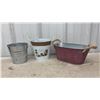 Image 6 : Assorted Galvanized Metal Bucket Planters with Rope Handles and More