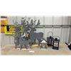 Image 1 : Grey Felt Reindeer Decorations on Wooden Bases with Glitter Antlers ( 26 3/4" - Large, 15.5" -Small