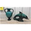 Image 2 : Blue Mountain Style Pottery Owl, Dog, Dolphin, Amphora Vase, Decorative Candle Holder
