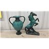 Image 15 : Blue Mountain Style Pottery Vase, Horse,Dog Figurines, Candle Holder, & Young Girl Figurine