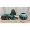 Image 9 : Blue Mountain Style Pottery Vase, Horse,Dog Figurines, Candle Holder, & Young Girl Figurine