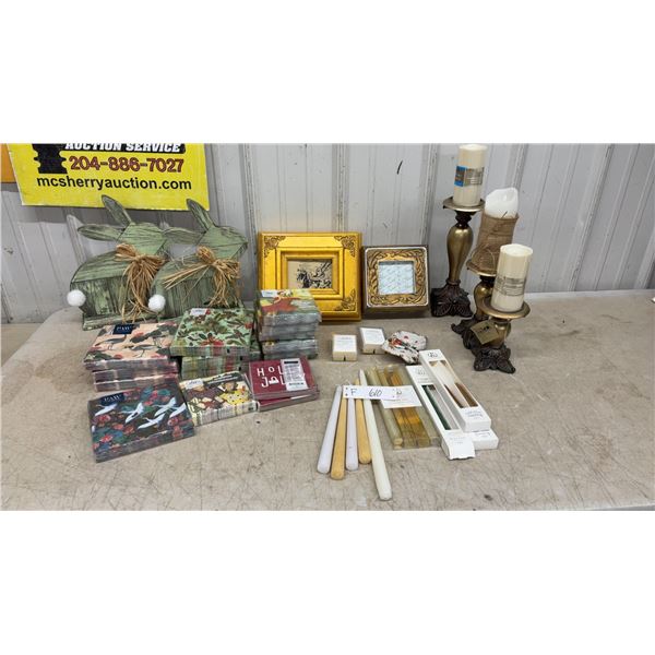Wooden Rabbit Decor, PAW Napkins, Pillar Candle Holders, LED Candles, Taper Candles, and More