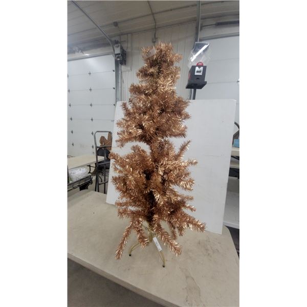 Rose Gold Tinsel Artificial Christmas Tree with Metal Stand