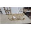 Image 2 : Gold Metal Decorative Sleigh Basket with Scrollwork and Arched Window Frame with Wreath Decore
