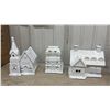 Image 2 : Miniature White Ceramic Christmas Village Houses with Bottle Brush Trees - Various Sizes