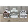Image 6 : Miniature White Ceramic Christmas Village Houses with Bottle Brush Trees - Various Sizes
