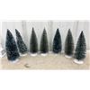 Image 7 : Miniature White Ceramic Christmas Village Houses with Bottle Brush Trees - Various Sizes