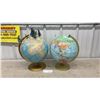 Image 1 : Two Decorative Terrestrial Globes with Gold Stands and Miniature Pine Tree Accents
