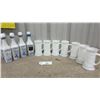 Image 1 : Vandermint Liqueur Delft-Style Ceramic Bottles and White Milk Glass Dutch Mugs