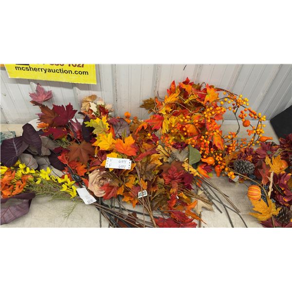 Assorted Artificial Fall Foliage, Maple Leaves, Berries, Pumpkins, and More