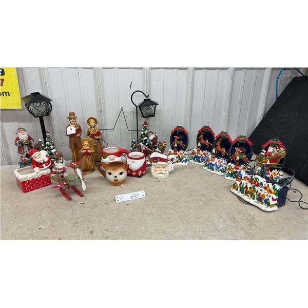 Light-Up Santa& Reindeer Display Reindeer and Santa Sleigh Set of Six