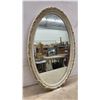 Image 3 : Oval Wall Mirror with Ornate Cream Frame and Gold Floral Accents, 33 x 21"