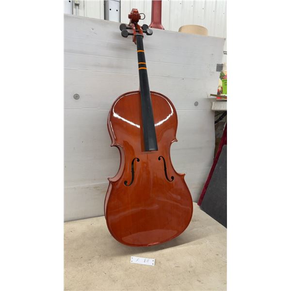 Cello Prop with Black Fingerboard and Orange Stripe Accent