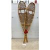 Image 1 : Traditional Wooden Snowshoes with Rawhide Webbing, 48"