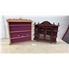 Image 1 : Wooden Spoon Display Rack with Purple Velvet Lining, 20 x 20" and Mahogany Curio Cabinet