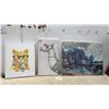 Image 1 : Decorative Canvas Art Including Cat, Camel, and The Hay Wain Print, Set of Three, Largest 22 x 28"