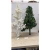 Image 1 : 2 Prelit Artificial Christmas Trees, Green & White, Approximately 39" Tall
