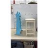 Image 2 : Painted Wooden Rack, 31 x 15 x 9" and Cream Painted Accent Table with Cane Top, 21 x 18 x 12"