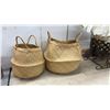 Image 2 : Seagrass Belly Baskets with Handles, Decorative Metal Sleigh, 15 x 23 x 10" and Dried Florals
