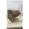 Image 7 : Seagrass Belly Baskets with Handles, Decorative Metal Sleigh, 15 x 23 x 10" and Dried Florals