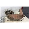 Image 8 : Seagrass Belly Baskets with Handles, Decorative Metal Sleigh, 15 x 23 x 10" and Dried Florals