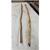 Image 1 : Pair of Handcrafted Wooden Walking Staffs with Natural Irregular Shapes and Polished Finish, 55"