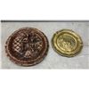 Image 4 : Brass Decorative Plates with Enameled Details, Boot Vase, Copper Plaque, and More