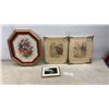Image 1 : Framed Needlepoint Floral in Octagonal Frame, Le Follet Fashion Plates, and More