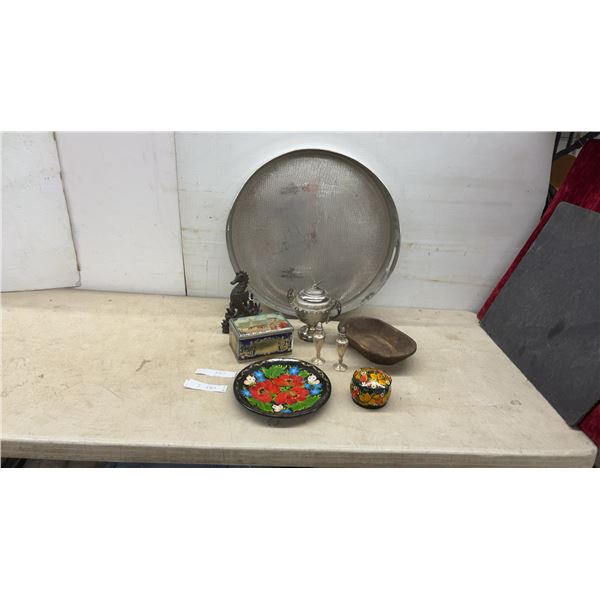 Hand-Painted Lidded Box, Decorative Wooden Plate, Wooden Bowl, 22" Round Tray and More
