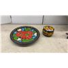 Image 2 : Hand-Painted Lidded Box, Decorative Wooden Plate, Wooden Bowl, 22" Round Tray and More