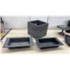 Image 4 : Collection of Black Metal and Ceramic Planters, Bowls, Vases, and Decorative Items