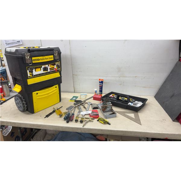 Stanley Mobile Work Center Rolling Toolbox with Assorted Hand Tools and More