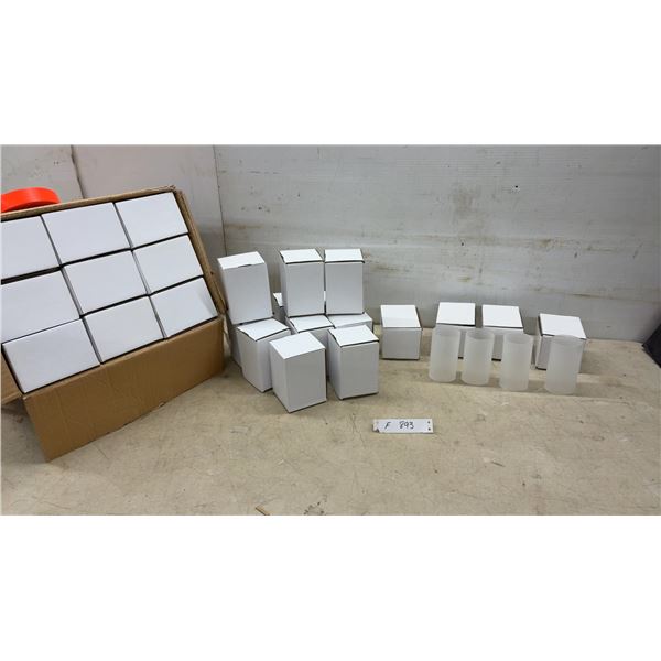 42 Frosted Glass Cylindrical Lamp Shade Diffusers in White Boxes, 4 1/2 x 2 1/4"