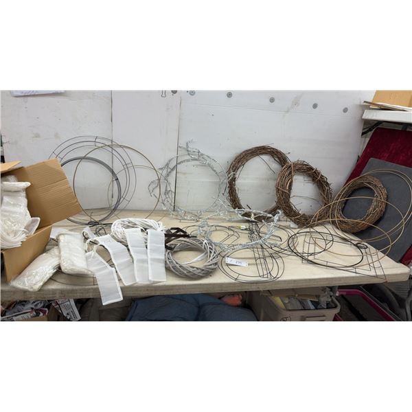Assorted Wire Wreath Forms, Grapevine Wreaths, Tinsel Wireforms, Mesh Ribbon Bags