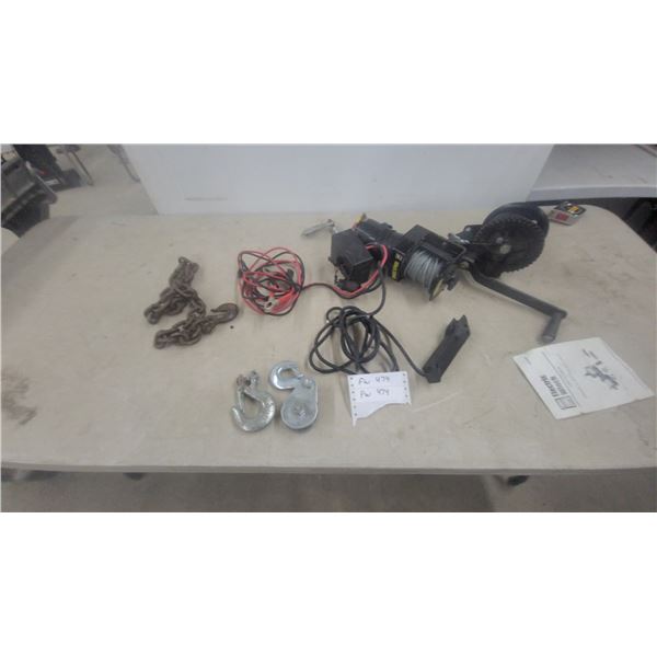 Viper 2000 12-Volt DC Electric Winch with Snatch Block, Hooks, Chain, and More