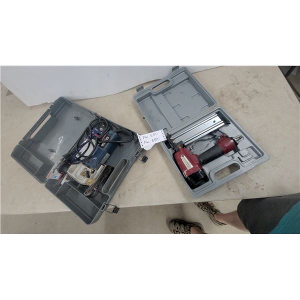 Bosch 1587VS Jigsaw and Pneumatic Finish Nailer with Cases