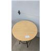 Image 2 : Round Bistro Table with Light Wood Top and Wrought Iron Base 30 x 43