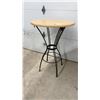 Image 3 : Round Bistro Table with Light Wood Top and Wrought Iron Base 30 x 43