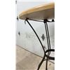 Image 4 : Round Bistro Table with Light Wood Top and Wrought Iron Base 30 x 43