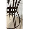 Image 5 : Round Bistro Table with Light Wood Top and Wrought Iron Base 30 x 43