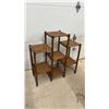 Image 2 : Vintage Dark Wood Utility Table with Drawer and Multi-Tiered Slatted Plant Stand