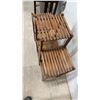 Image 4 : Vintage Dark Wood Utility Table with Drawer and Multi-Tiered Slatted Plant Stand