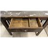 Image 7 : Vintage Dark Wood Utility Table with Drawer and Multi-Tiered Slatted Plant Stand
