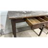 Image 8 : Vintage Dark Wood Utility Table with Drawer and Multi-Tiered Slatted Plant Stand